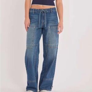 PTCL Denim Wide Leg Jeans with Tie Waist